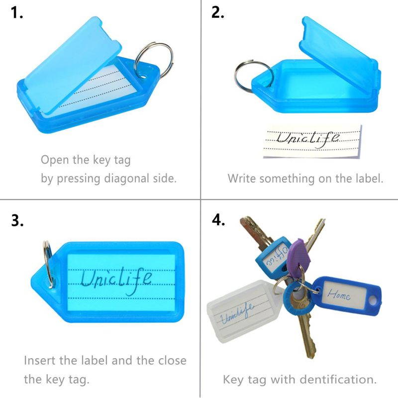 Uniclife 20 PCS Key ID Label Tags Color Keyring Holder Tags with Label Window, Assorted Colors