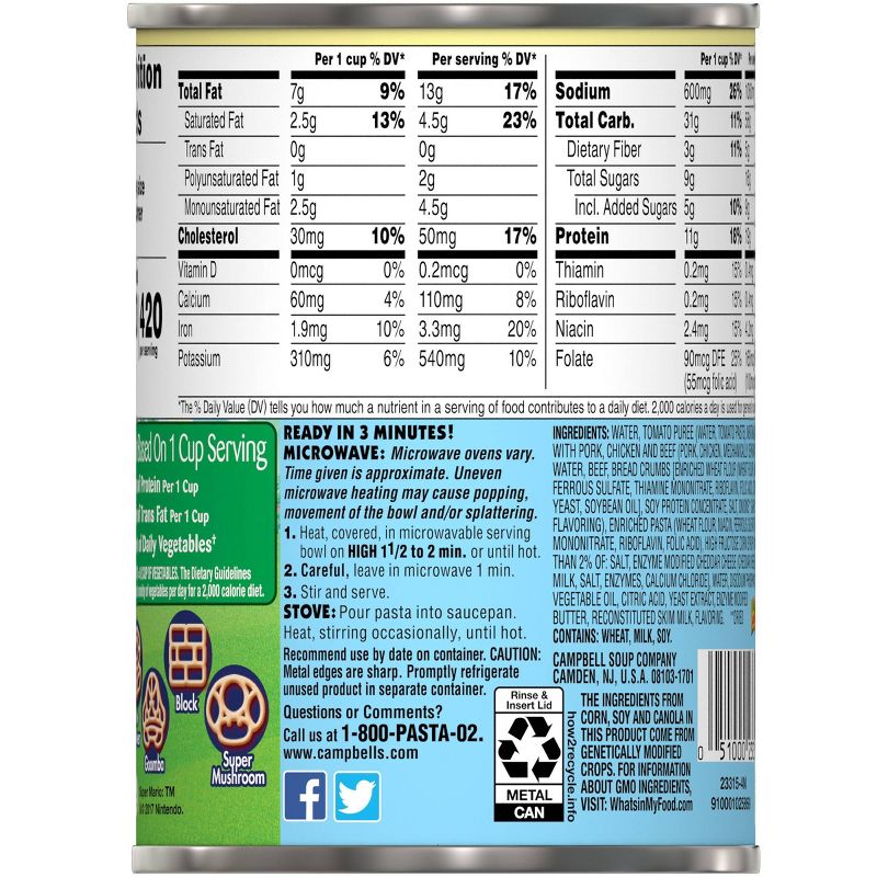 Campbell's SpaghettiOs with Meatballs Super Mario 14oz