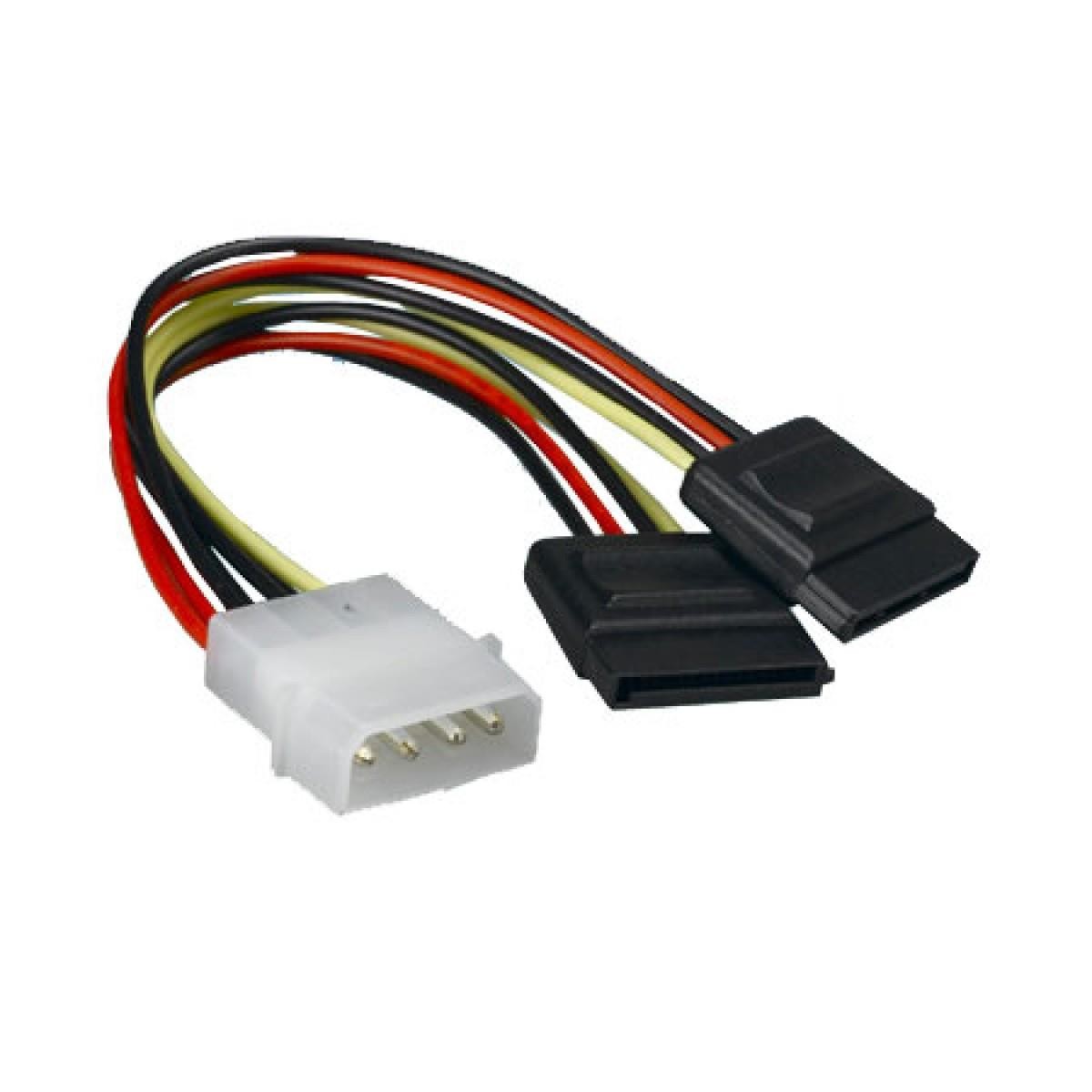4-pin Molex to Dual SATA 6" Inch Y Splitter 15-Pin Power Adapter Cable Cord