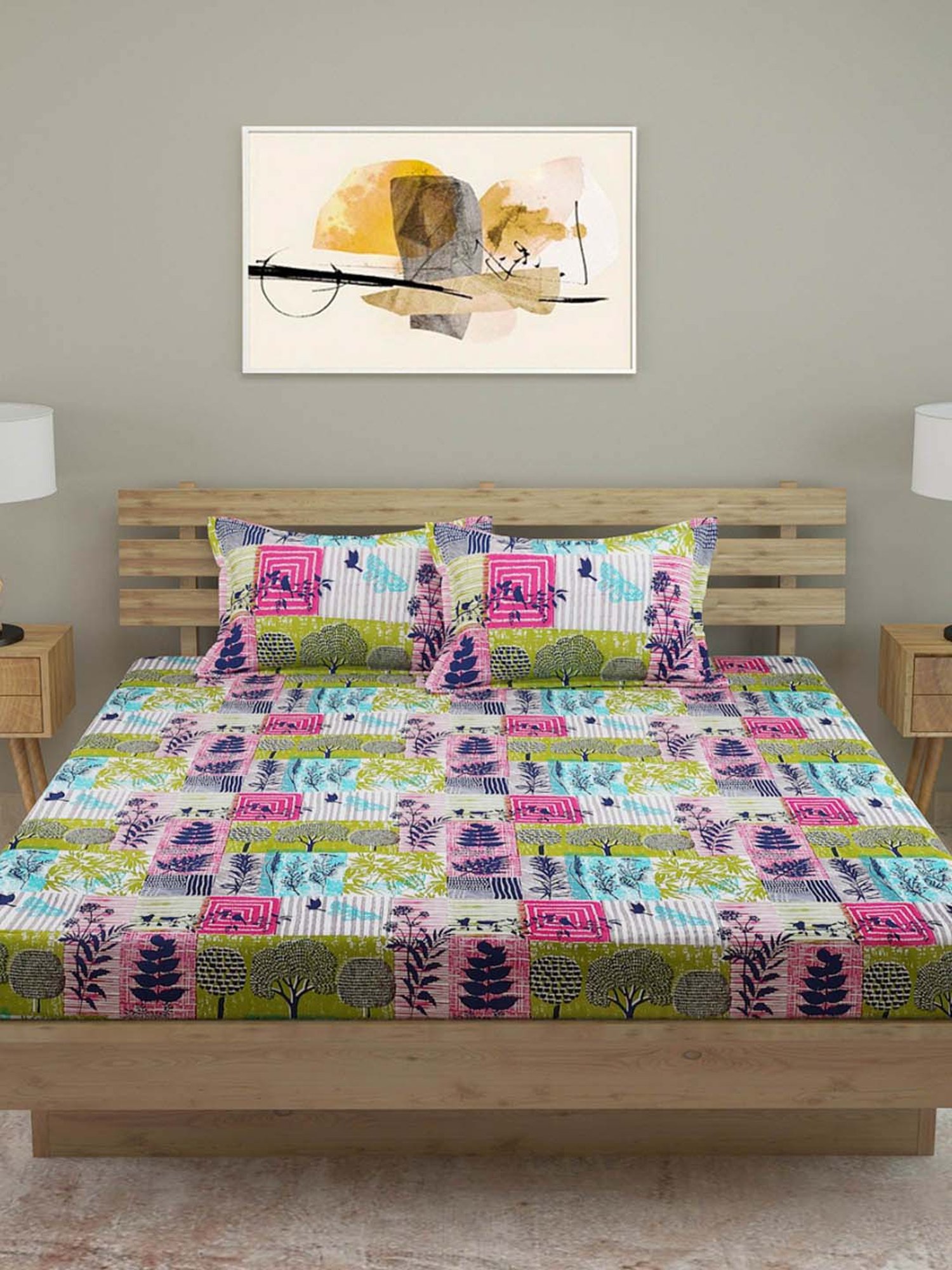 Romee Multicolor 250 TC Bed Sheet Set