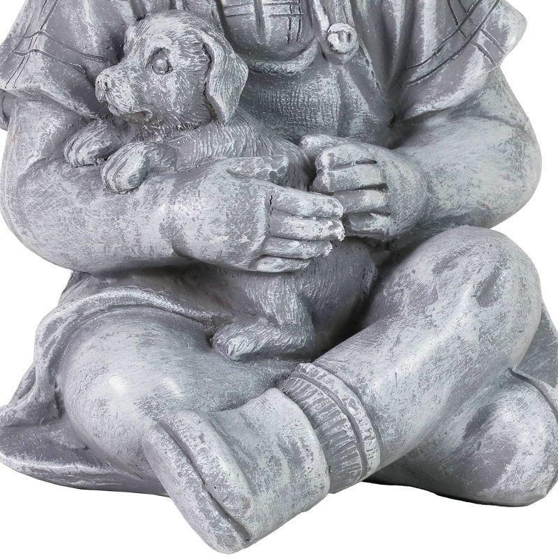 10.24" Resin Boy with Puppy Statue Gray - Exhart
