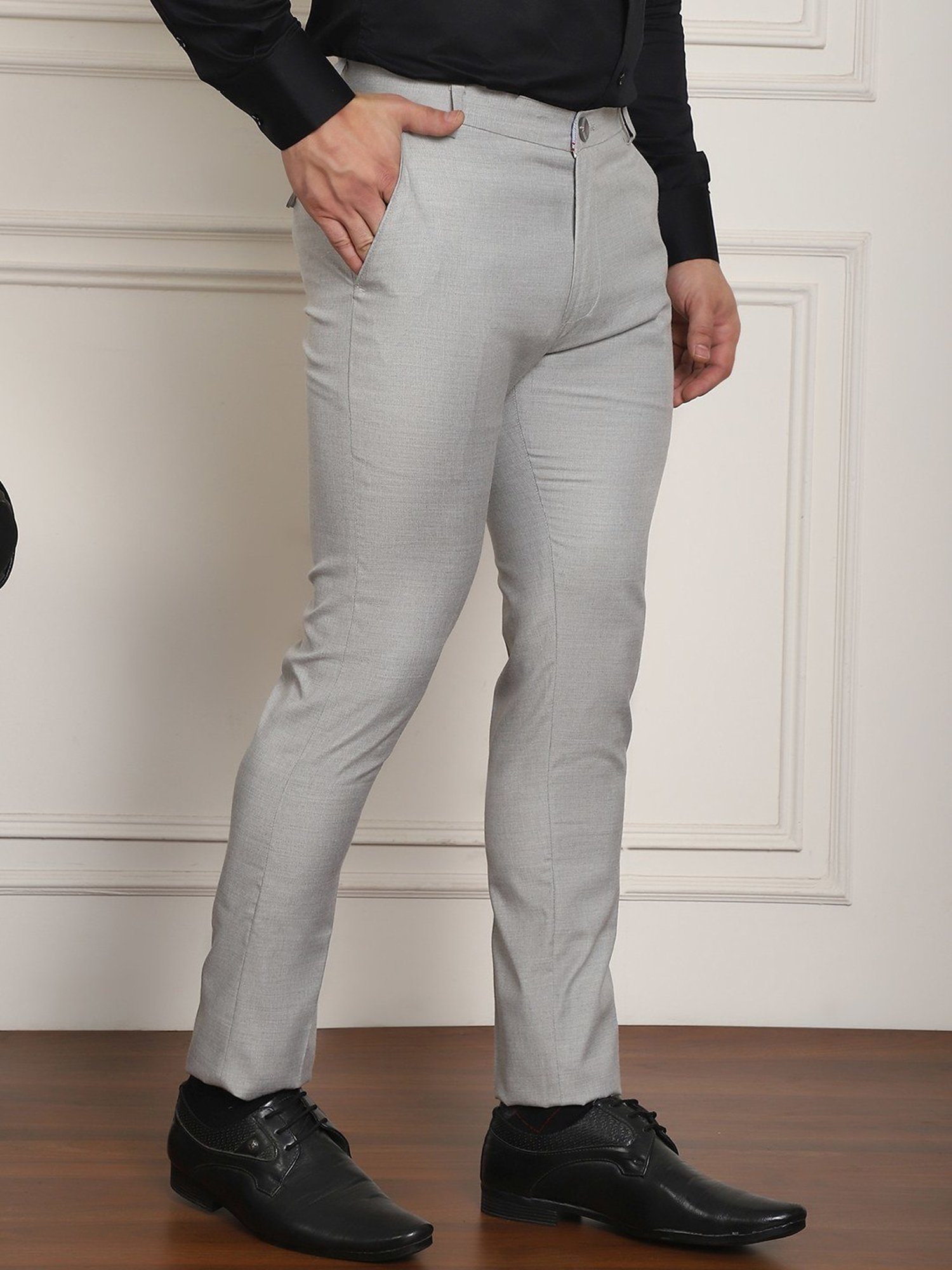 Jainish Light Grey Tapered Fit Trousers