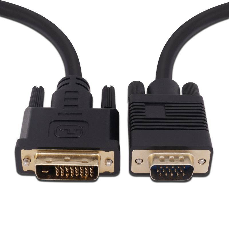A-tech-DVI to VGA Cable 3Ft(1m) DVI 24+1 DVI-D M to VGA Male Gold Plated 1080P With Chip Active Adapter Converter Cable for PC-DVD-Monitor-HDTV-Laptop- Projector