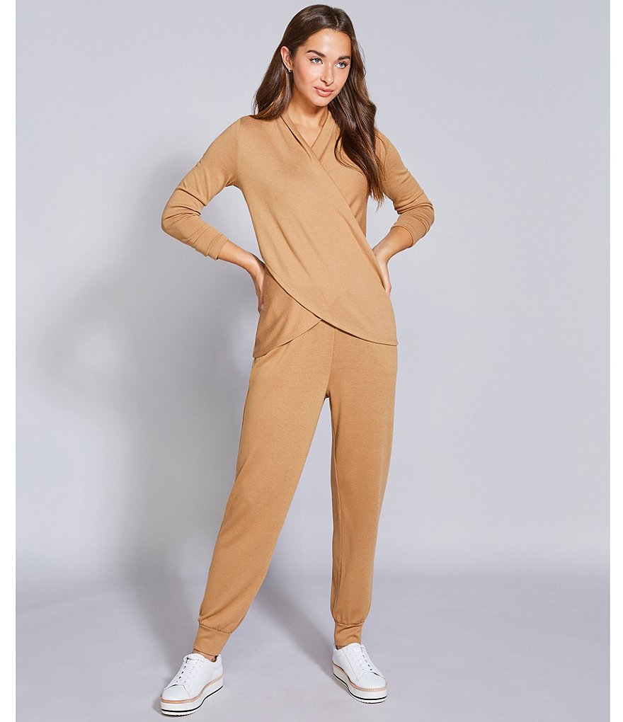 1. STATE Long Sleeve Surplice V-Neck Cross Front Cozy Knit Top