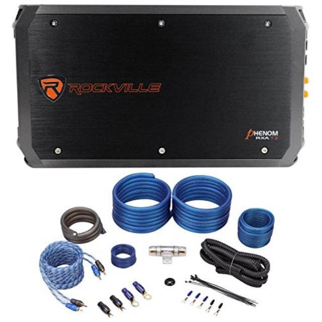 rockville rxat2 2400 watt peak/1250w rms 2channel car stereo amplifier+amp kit