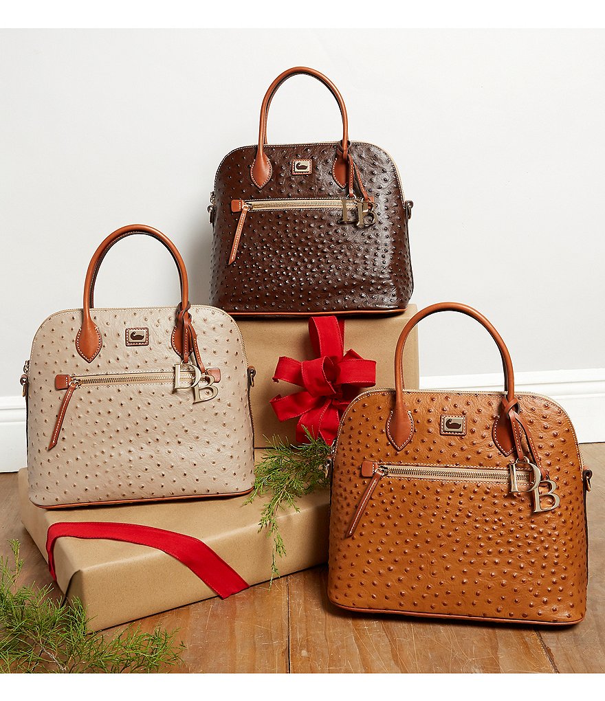 Dooney & Bourke Ostrich Collection Large Domed Satchel Bag