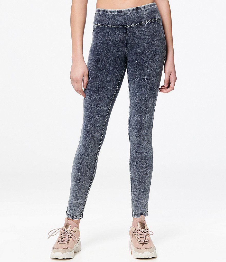 Marc New York Knit Denim Look Wide Waistband Jeggings