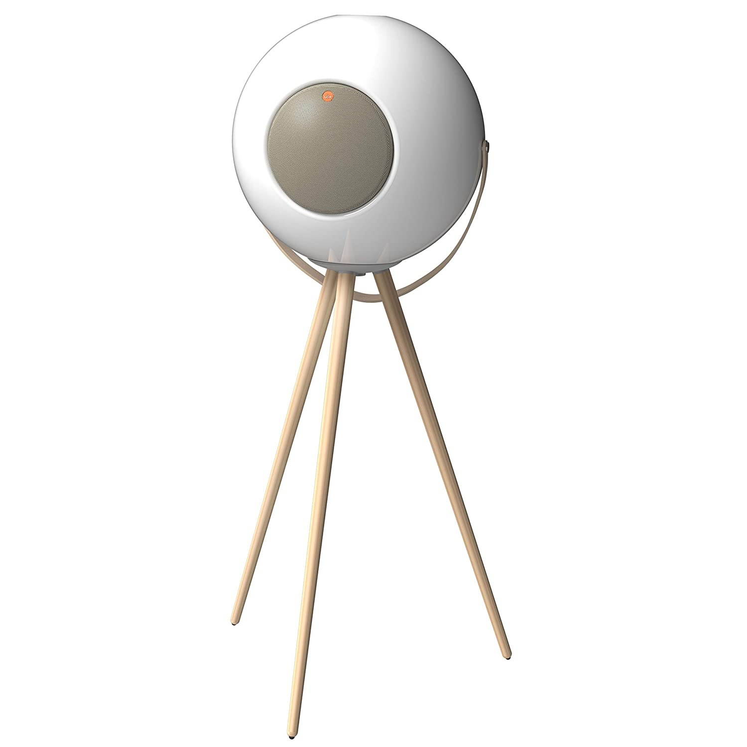 Ivation EUPHO E3 Bluetooth Spherical Wireless Indoor/Outdoor Speaker (White) with Solid Removable Wooden Legs