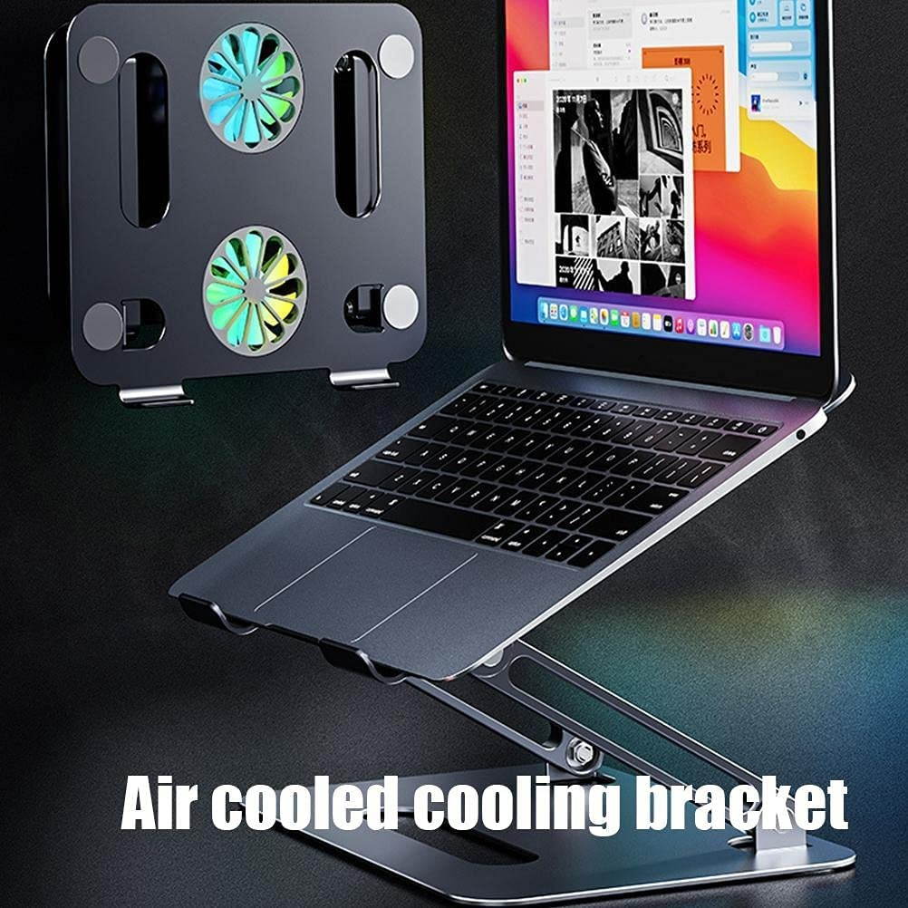 Foldable Aluminum Alloy Stand Portable Notebook Cooler Stand Dual Fan Cooling Double-Layer Computer Stand(Gray)