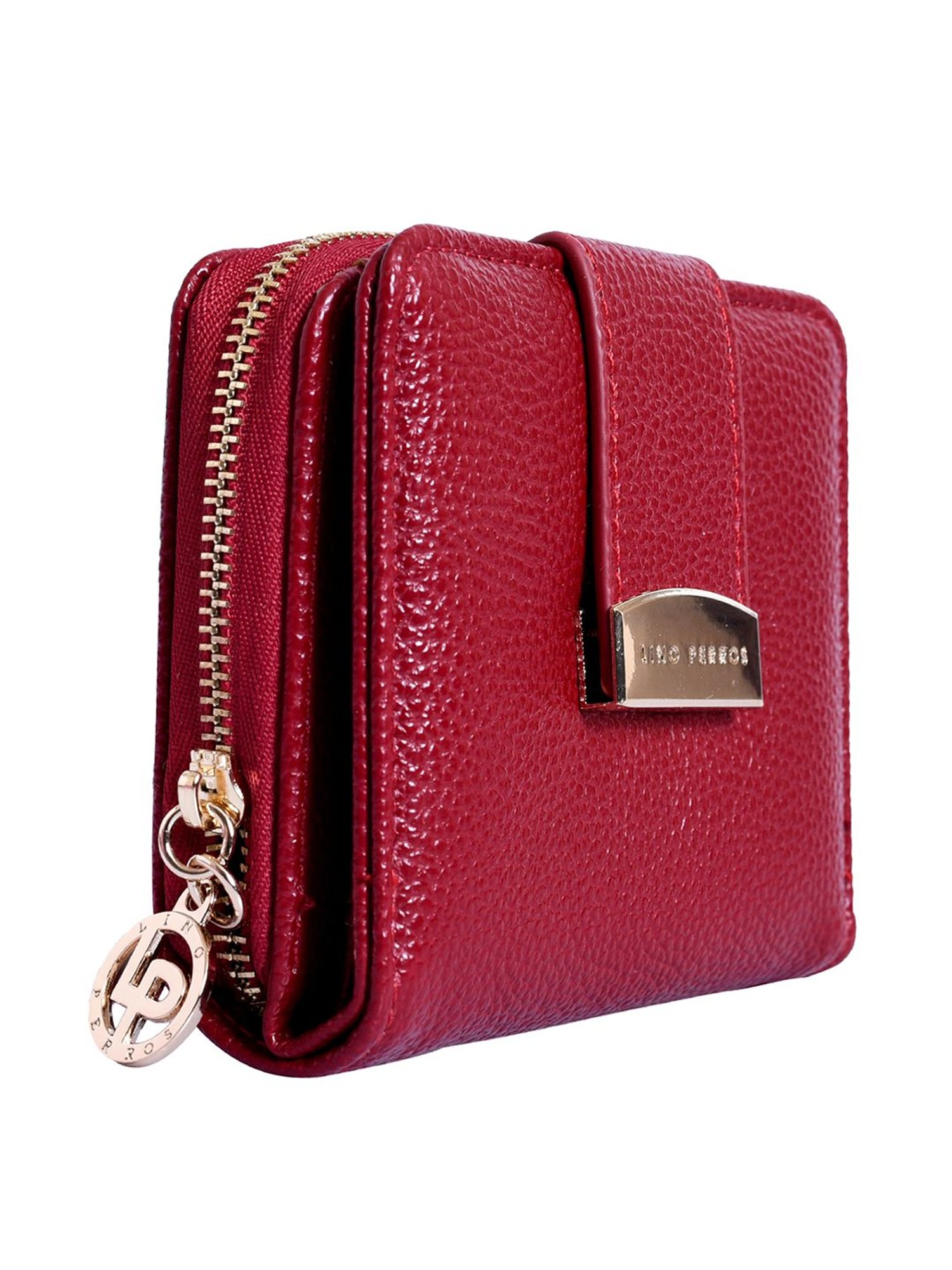 Lino Perros Core Red Textured  Zip Around Wallet for Women