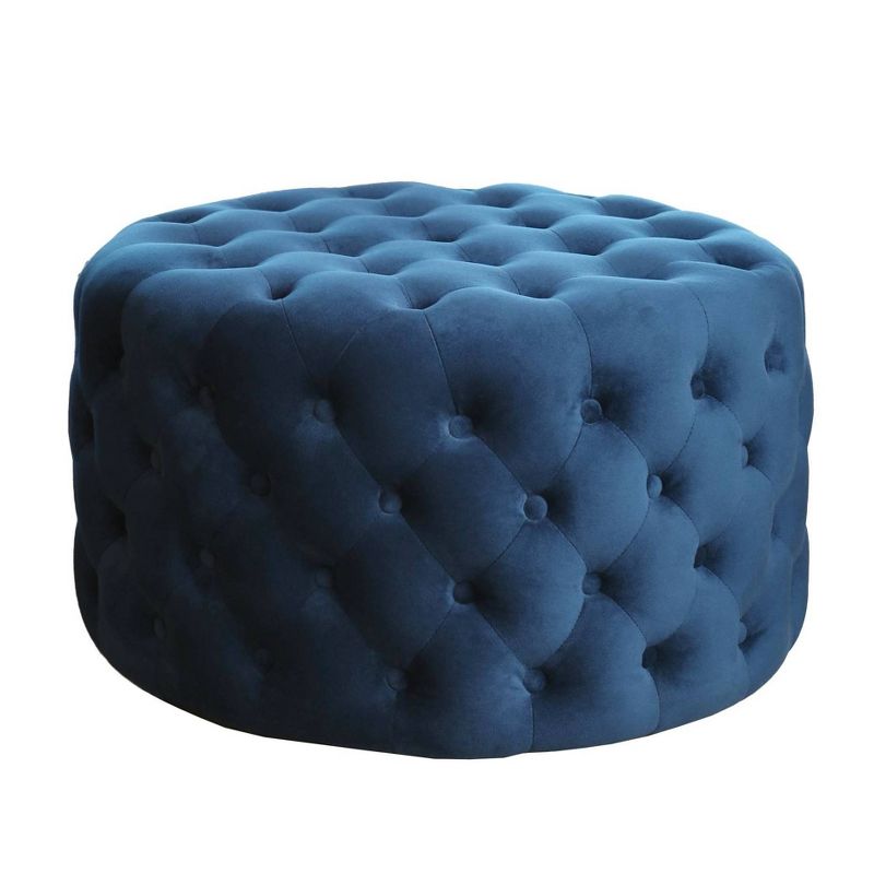 Jemma Tufted Round Velvet Ottoman Blue - Abbyson Living