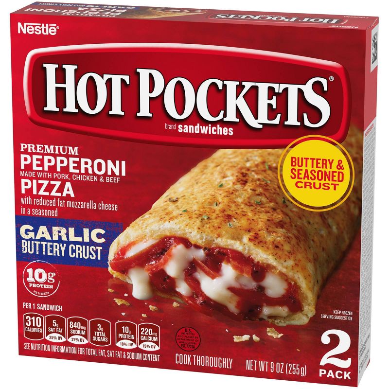 Hot Pockets Garlic Buttery Crust Pepperoni Pizza Sandwiches - 9oz/2ct