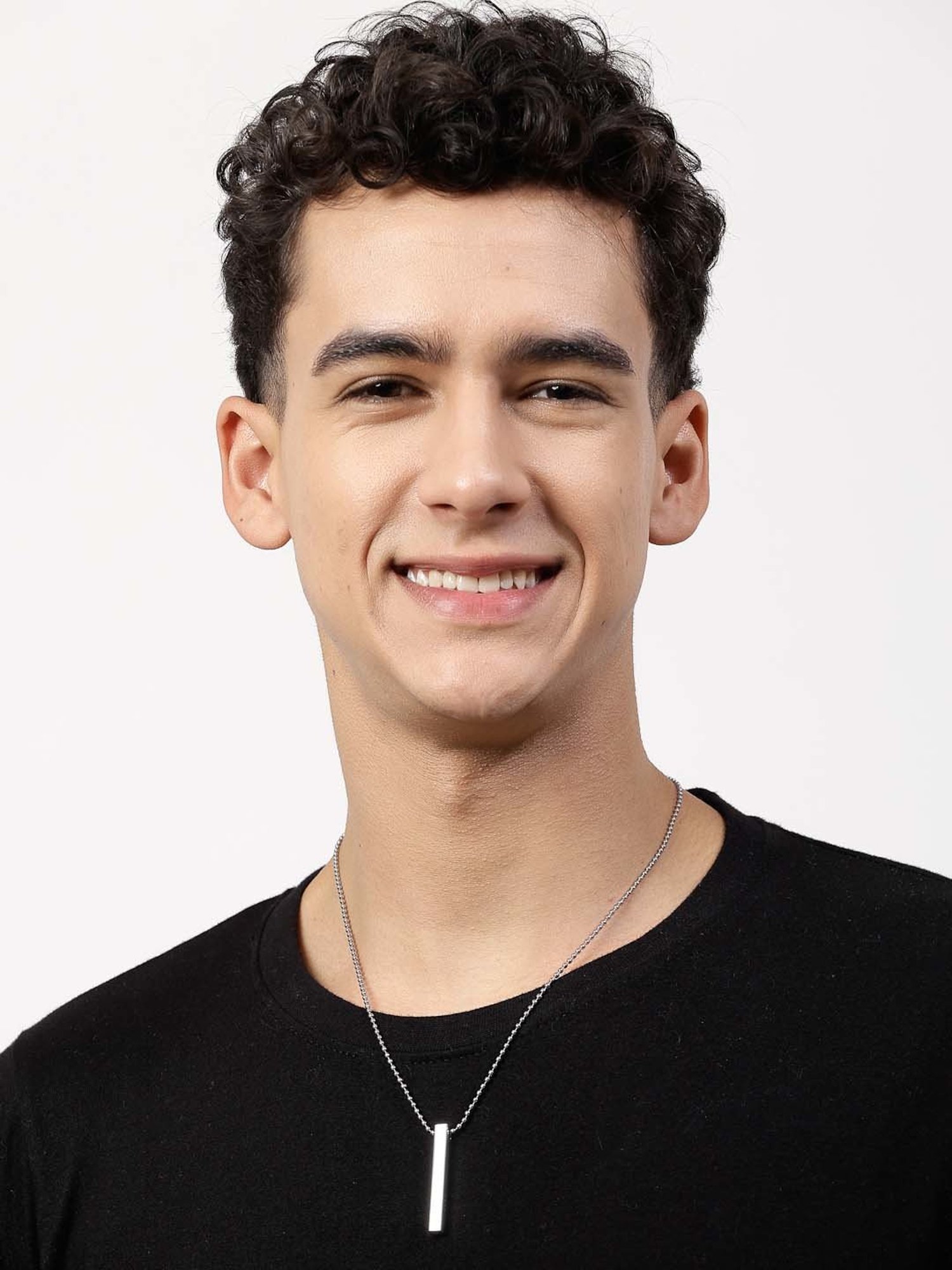 NVR Silver Rhodium Plated Bar Pendant & Chain for Men