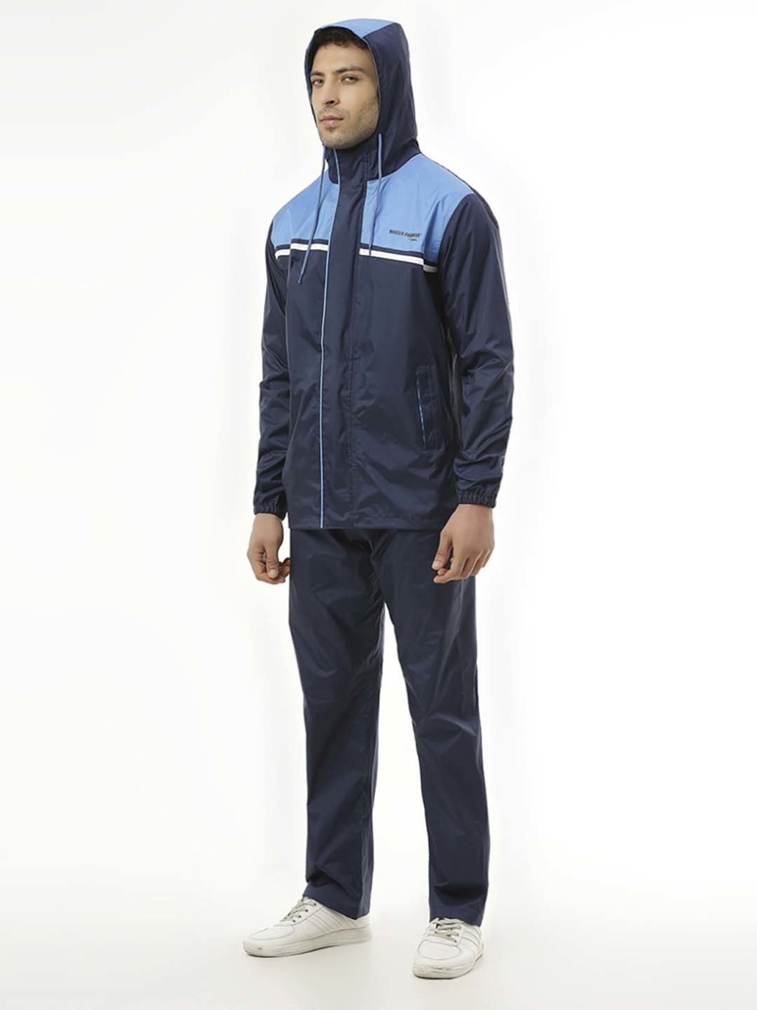 Zeel Navy Colour-Block Rainwear Jacket