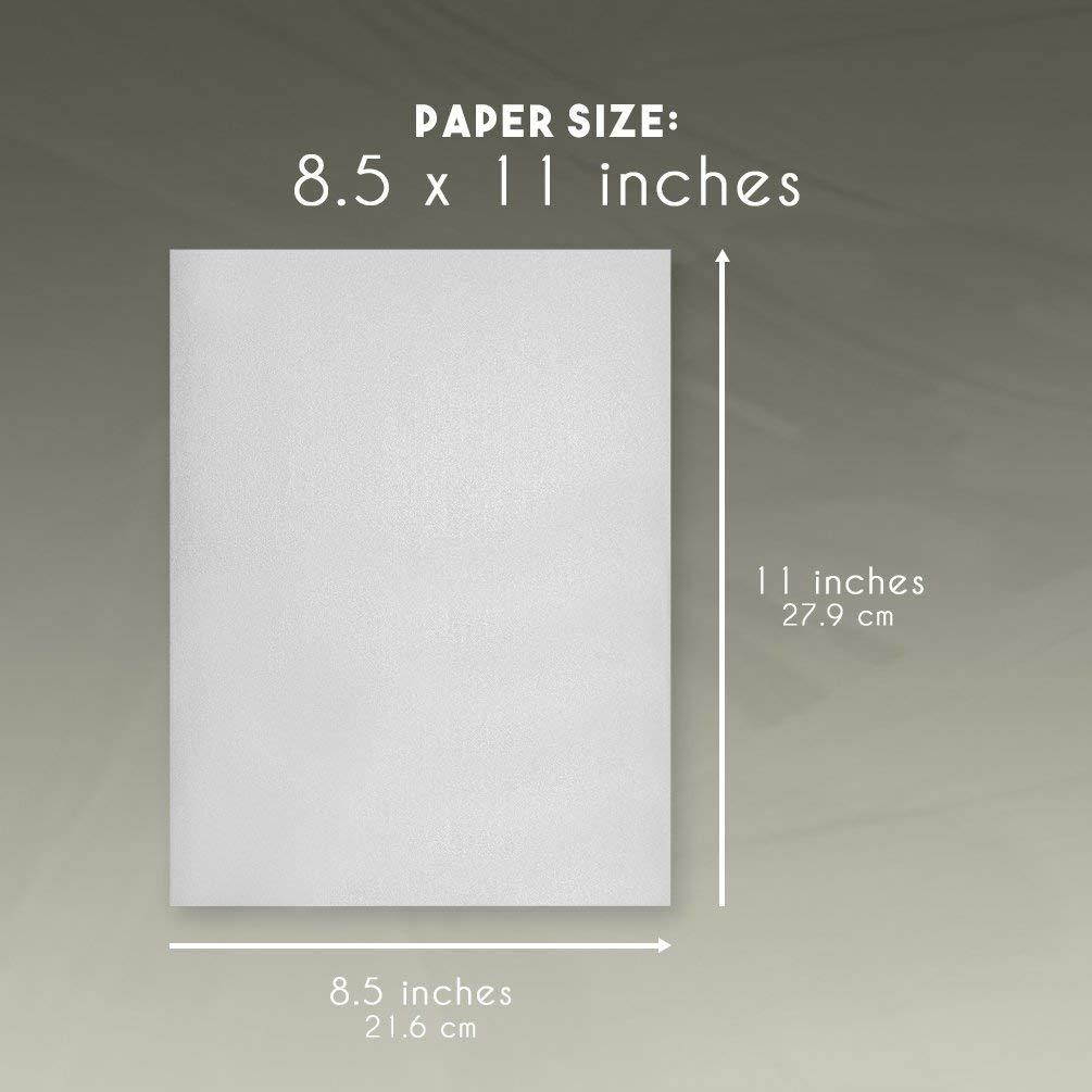 Silver Metallic Paper - 96-Pack Shimmer Papers, Scrapbook Paper, Decorative Paper, Double Sided, Laser Printer Compatible, Perfect for Weddings, Baby Showers, Birthdays, Craft Use, 8.5 x 11 Inches
