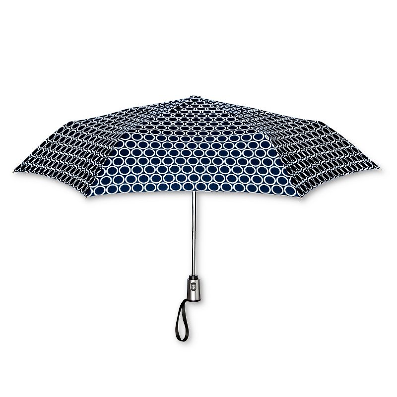 ShedRain Auto Open/Close Compact Umbrella  - Navy Polka Dot