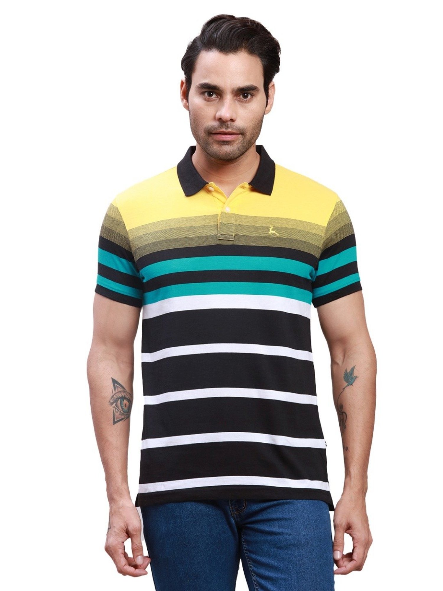 Parx Multicolored Cotton Regular Fit Colour Block Polo T-Shirt