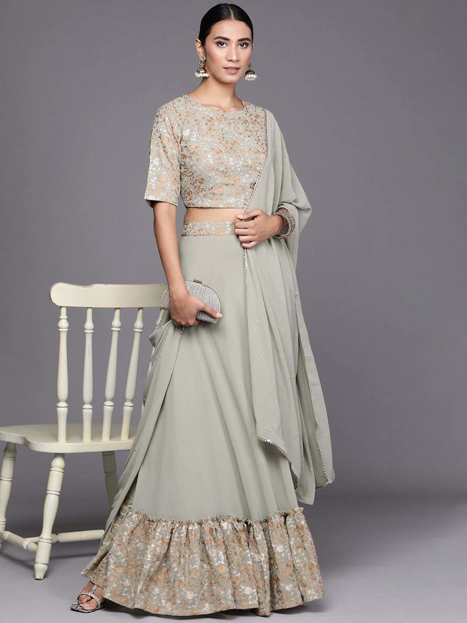 studiorasa Purple Hand Block Print Lehenga Set