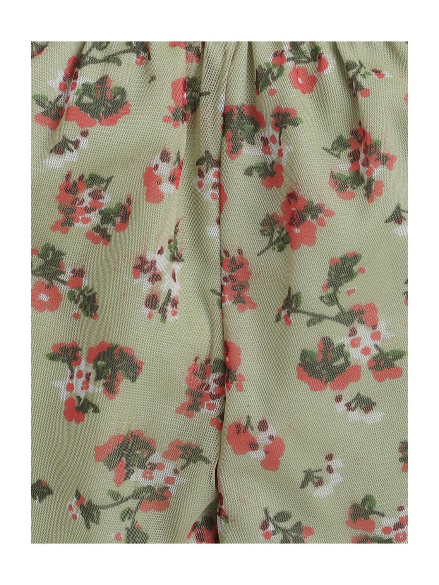 Many Frocks Kids Green Floral Print Top with Plazzos