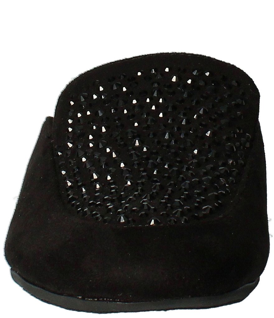 J. Renee Haziza Faux Suede Fabric Rhinestone Mules