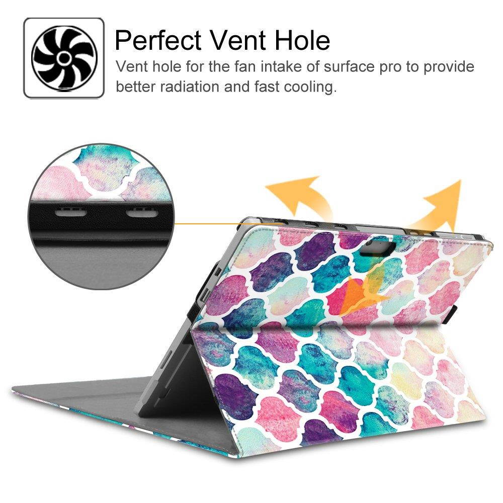 Fintie Case for Microsoft Surface Pro 6 / Pro 5 / Pro 4 / Pro 3 - Multiple Angle Viewing Portfolio Business Cover, Compatible with Type Cover Keyboard (Moroccan Love)