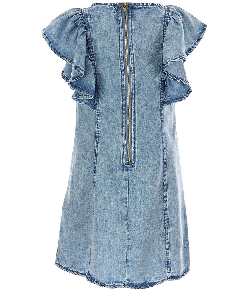 GB Girls Little Girls 2T-6X Ruffle-Sleeve Chambray Shift Dress