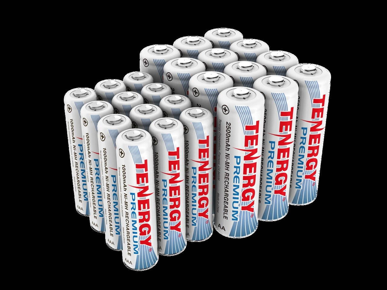 Combo: 24pcs Tenergy Premium NiMH Rechargeable Batteries, (12AA/12AAA)