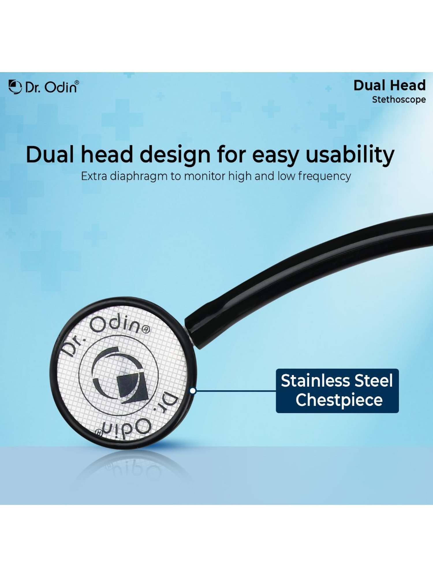 Dr. Odin Dual Head Brass Frame Stethoscope (Black)