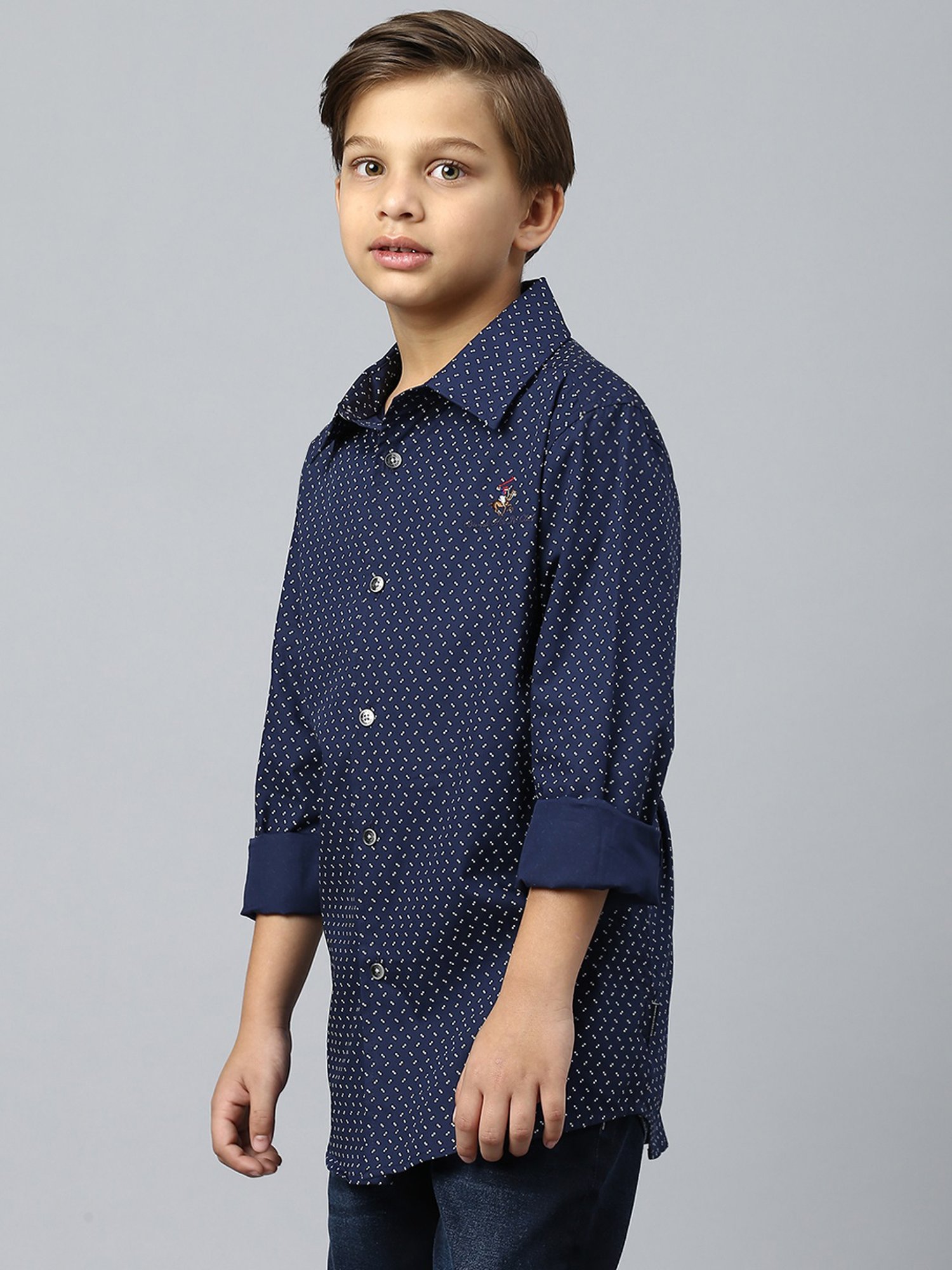 Beverly Hills Polo Club Kids Navy Checks Full Sleeves Shirt