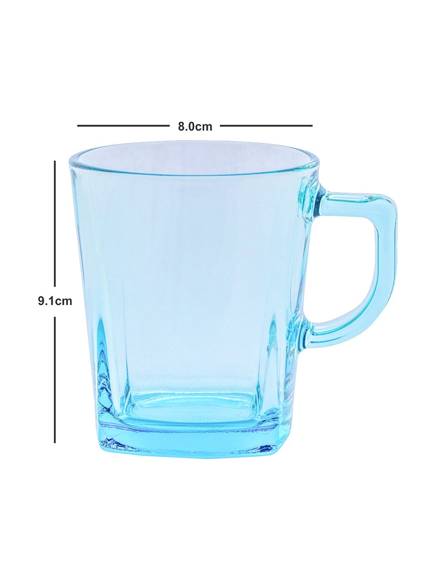 Pasabahce Transparent Glass Carre Coffee Mugs - Set of 6 (270ml)
