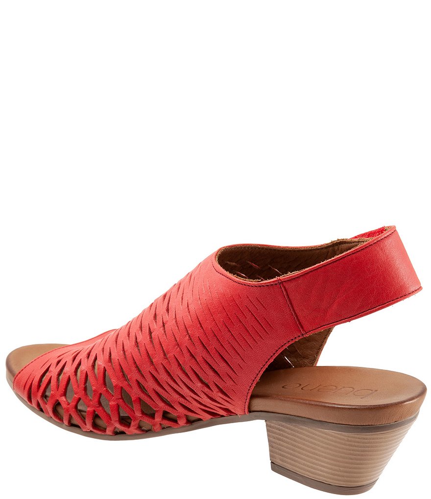 Bueno Lacey Accordion Perforated Leather Block Heel Sling Sandals