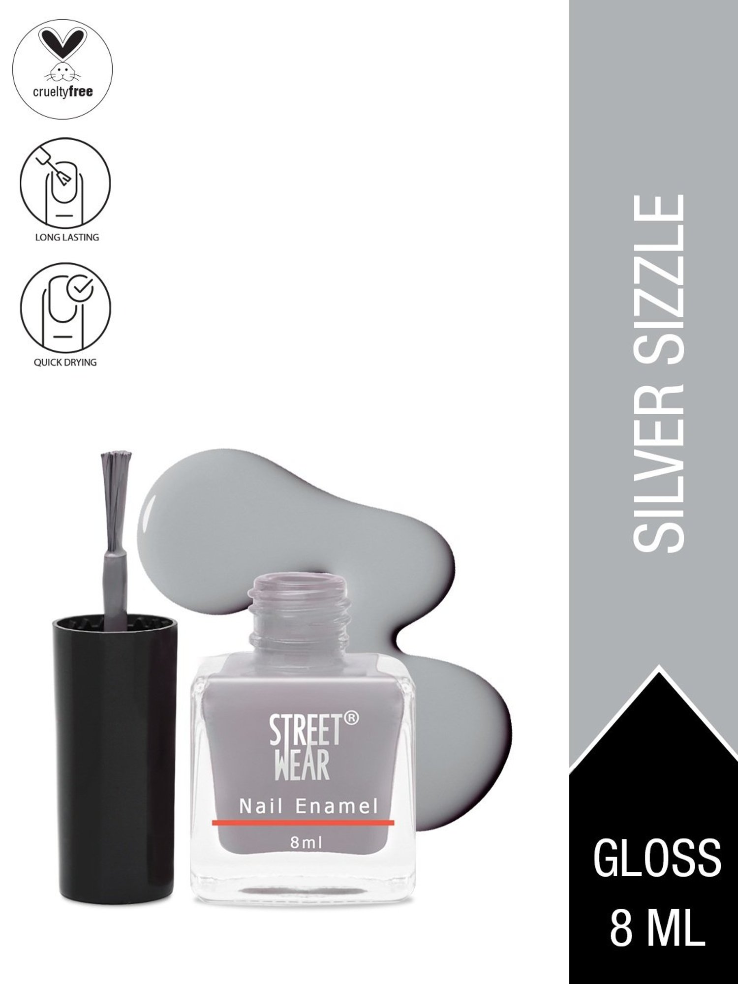 Street Wear Gloss Nail Enamel Silver Sizzle - 8 ml