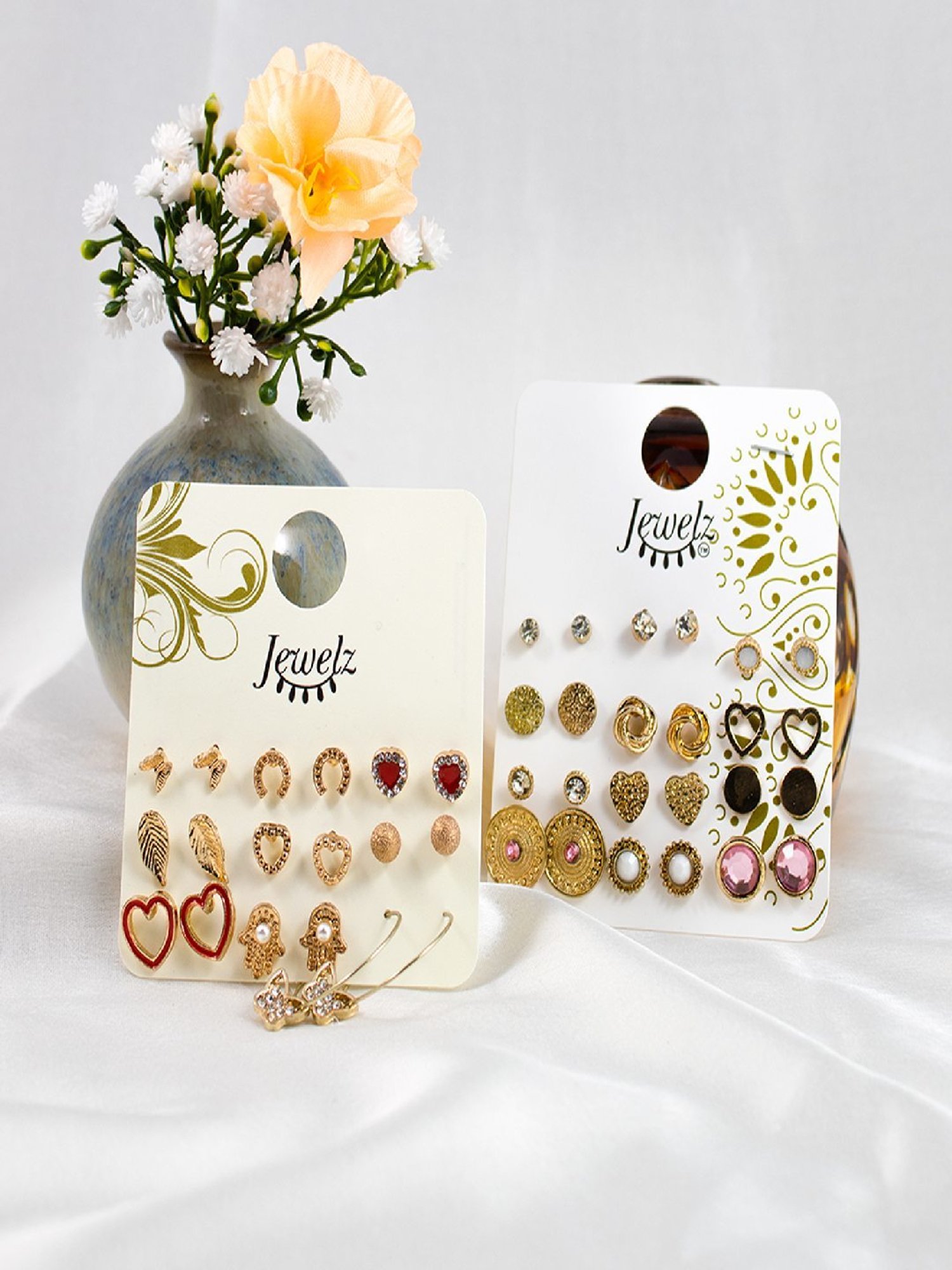 Jewelz Fashion Silver Plated Hoop & Studs Earring Set Pack of 21