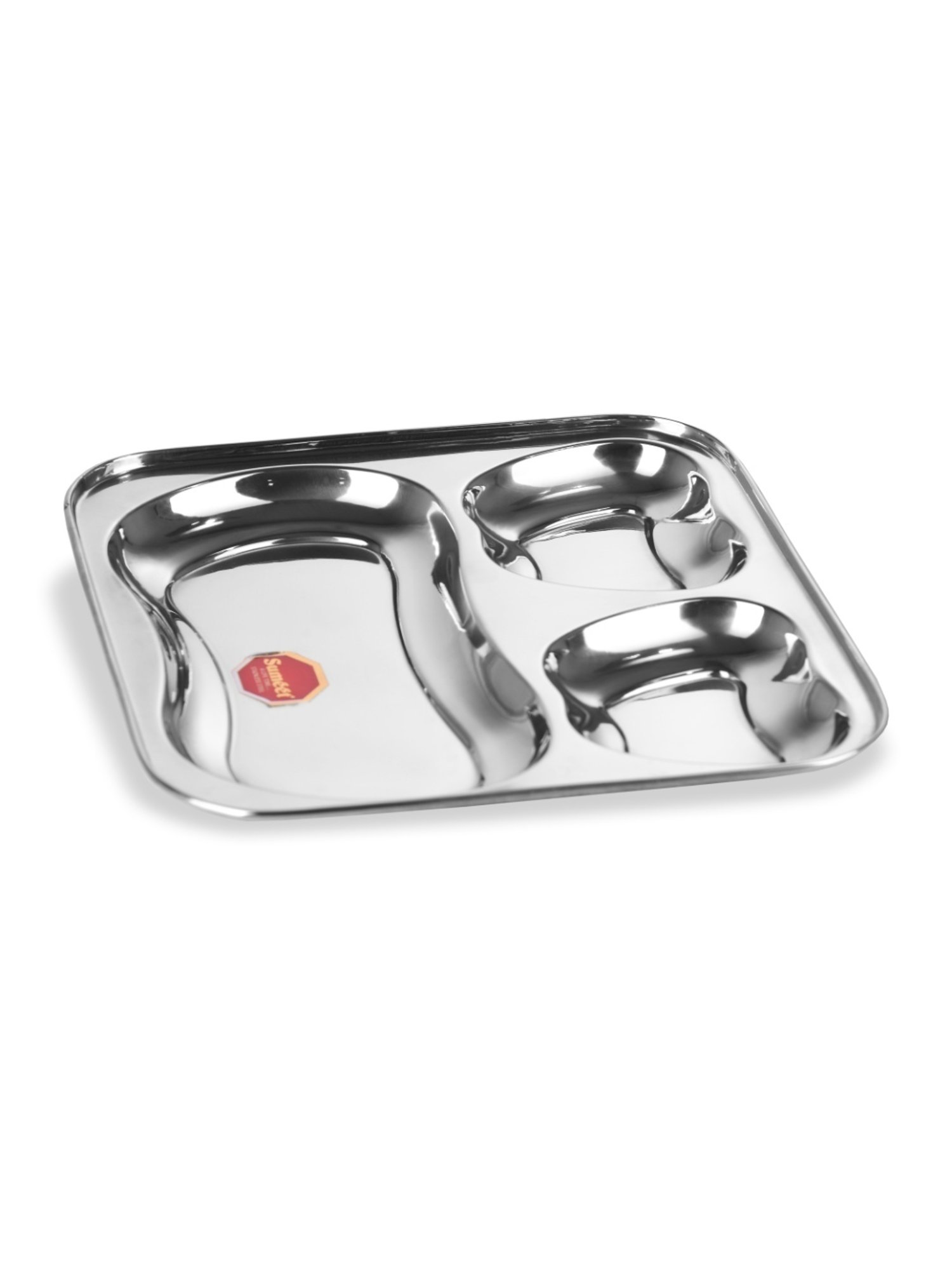 Sumeet Stainless Steel 3 in 1  Pav Bhaji Plate / Compartment Plate 21.5cm Dia