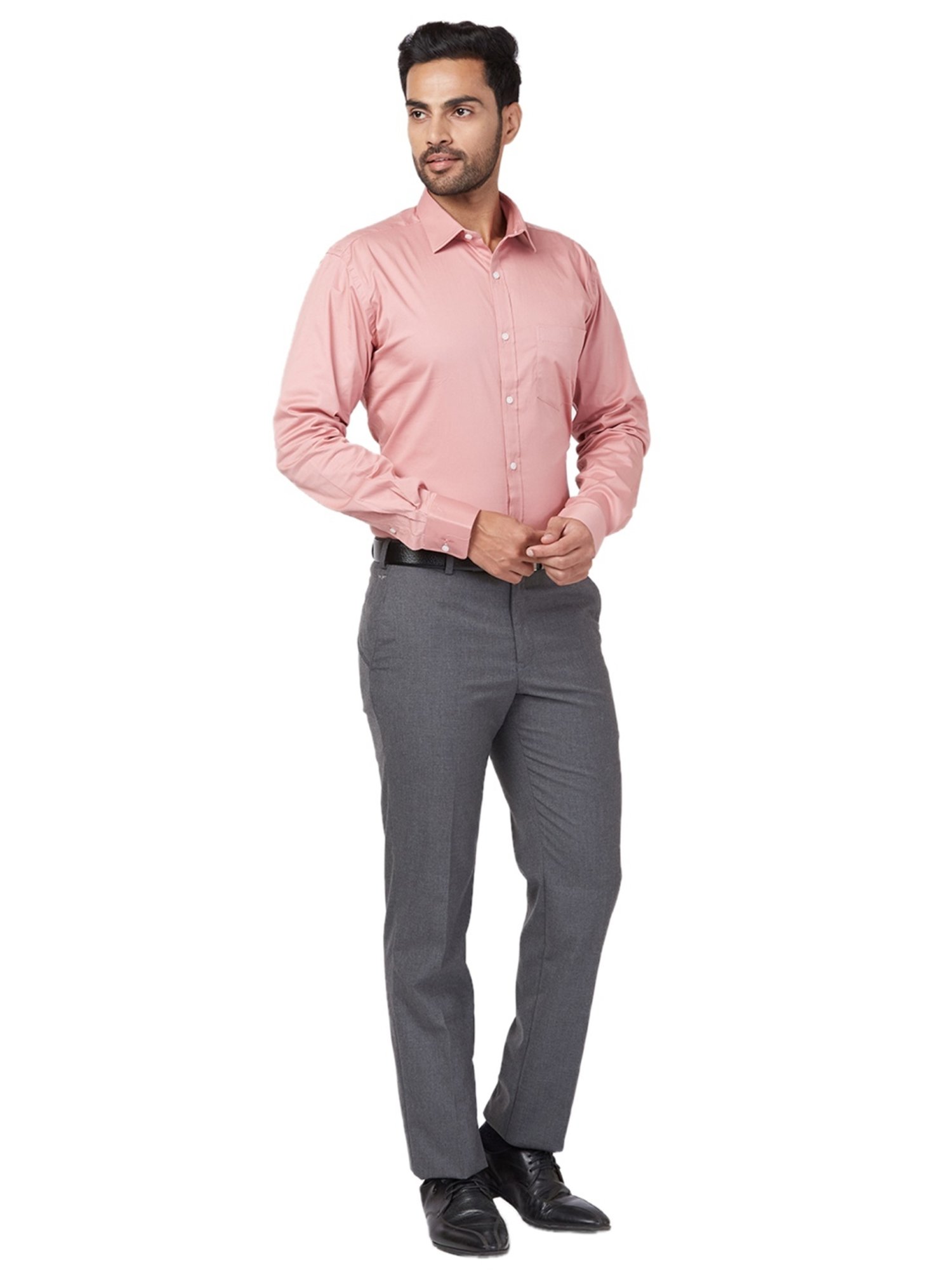Park Avenue Grey Regular Fit Trousers