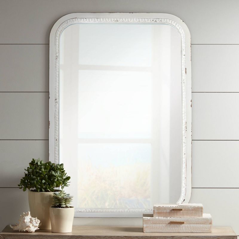 Noble Park Noreen Distressed White 24 3/4" x 36 1/2" Wall Mirror