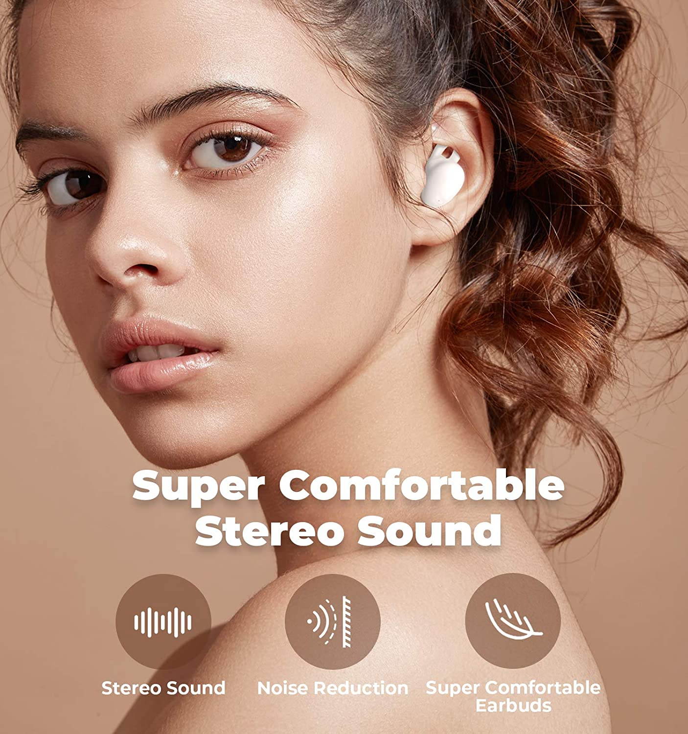 TWS Earphone Touch Wireless Earbuds, CVC 8.0 Noise Cancelling with Deep Bass 1800mAh Charging Case, total 35H Playtime Stereo Call Sweat proof Easy Pairing Gym for iPhone and Android