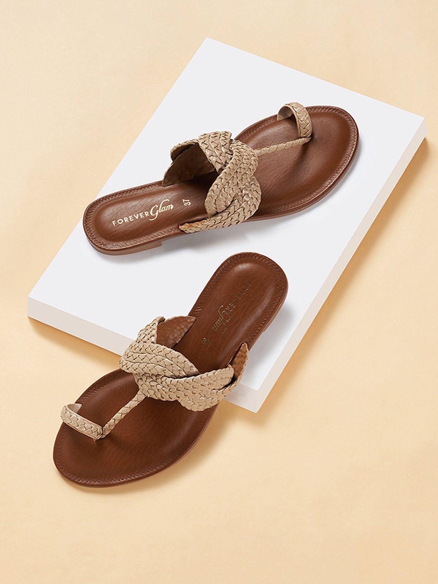 Forever Glam by Pantaloons Women's Beige Toe Ring Sandals