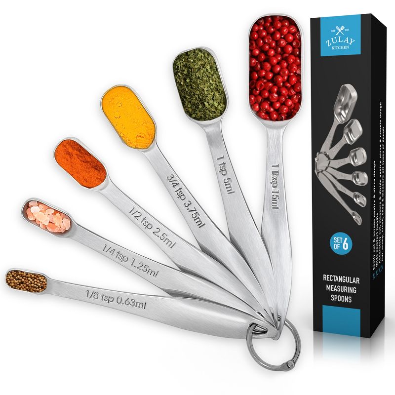 Zulay Kitchen Stainless Steel Measuring Spoons with Slim Design