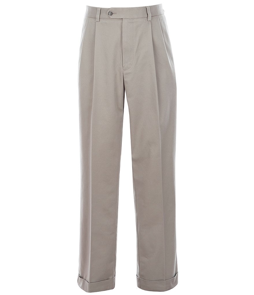 Roundtree & Yorke TravelSmart CoreComfort Non-Iron Pleated Classic/Relaxed Fit Chino Pants