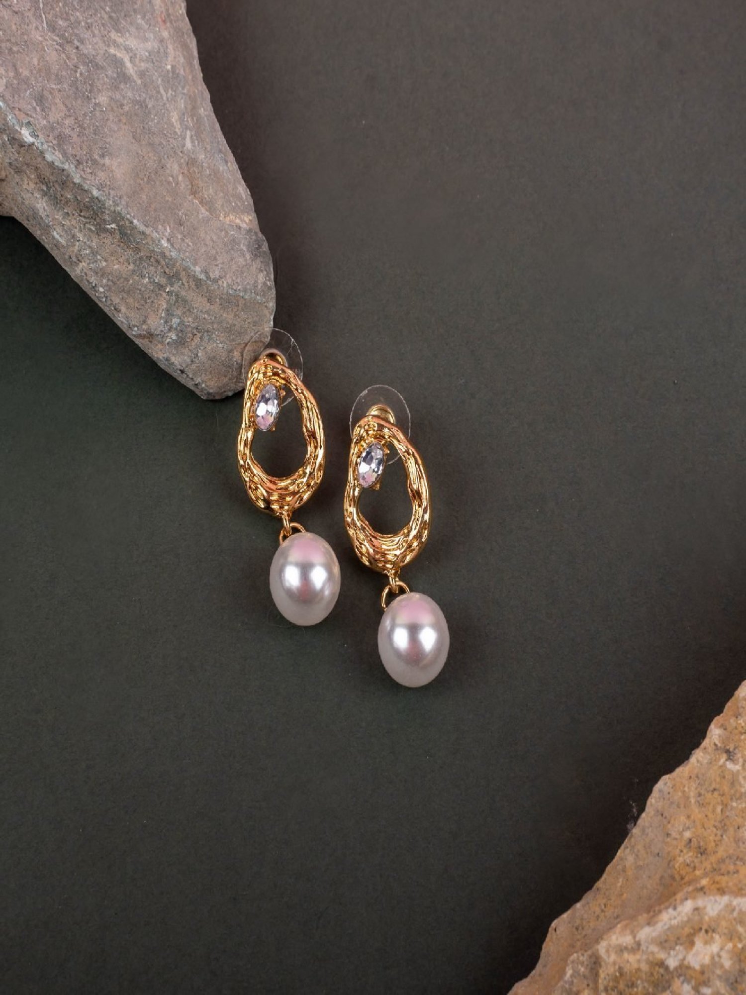 Jewelz Style Pearl Embellished Drop Earrings for Girls & Women