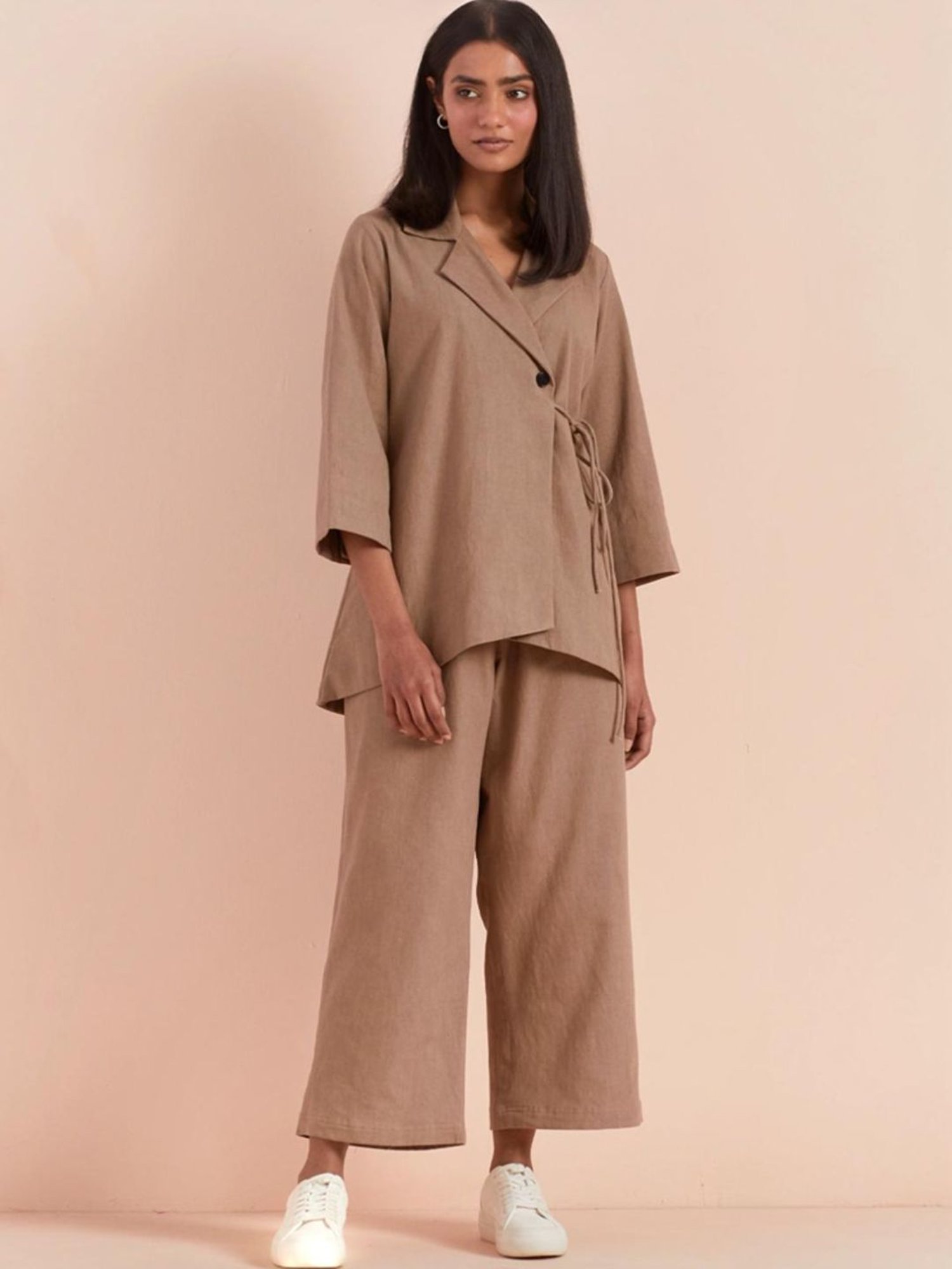 Priya Chaudhary Beige Yasha Twill Cotton Pant