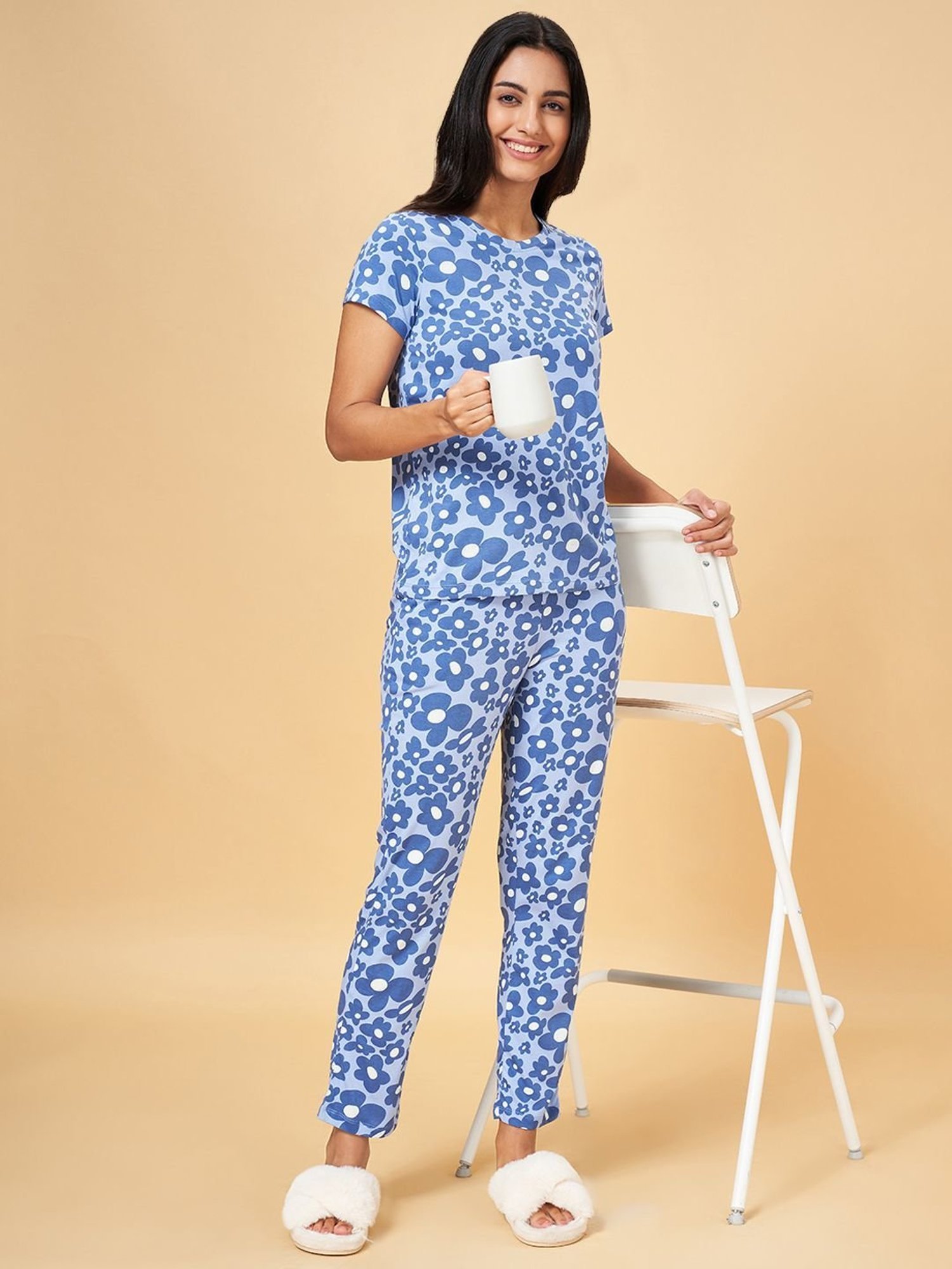 Dreamz by Pantaloons Blue Cotton Printed Pyjamas