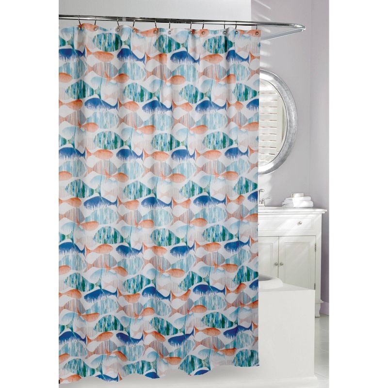 Carpe Diem Shower Curtain Blue/Orange - Moda at Home