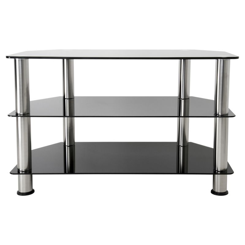 42" TV Stand with Glass Shelves - Silver/Black