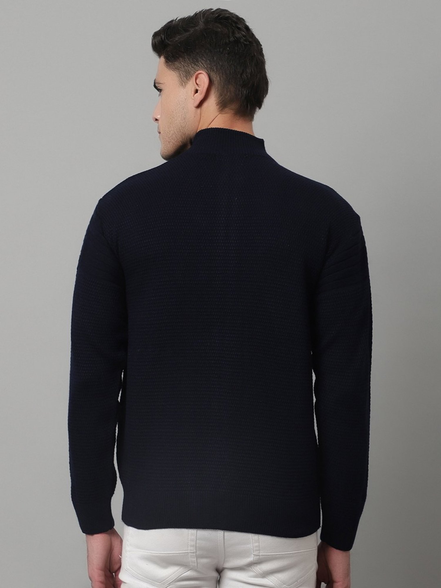 Cantabil Navy Regular Fit High Neck Sweater
