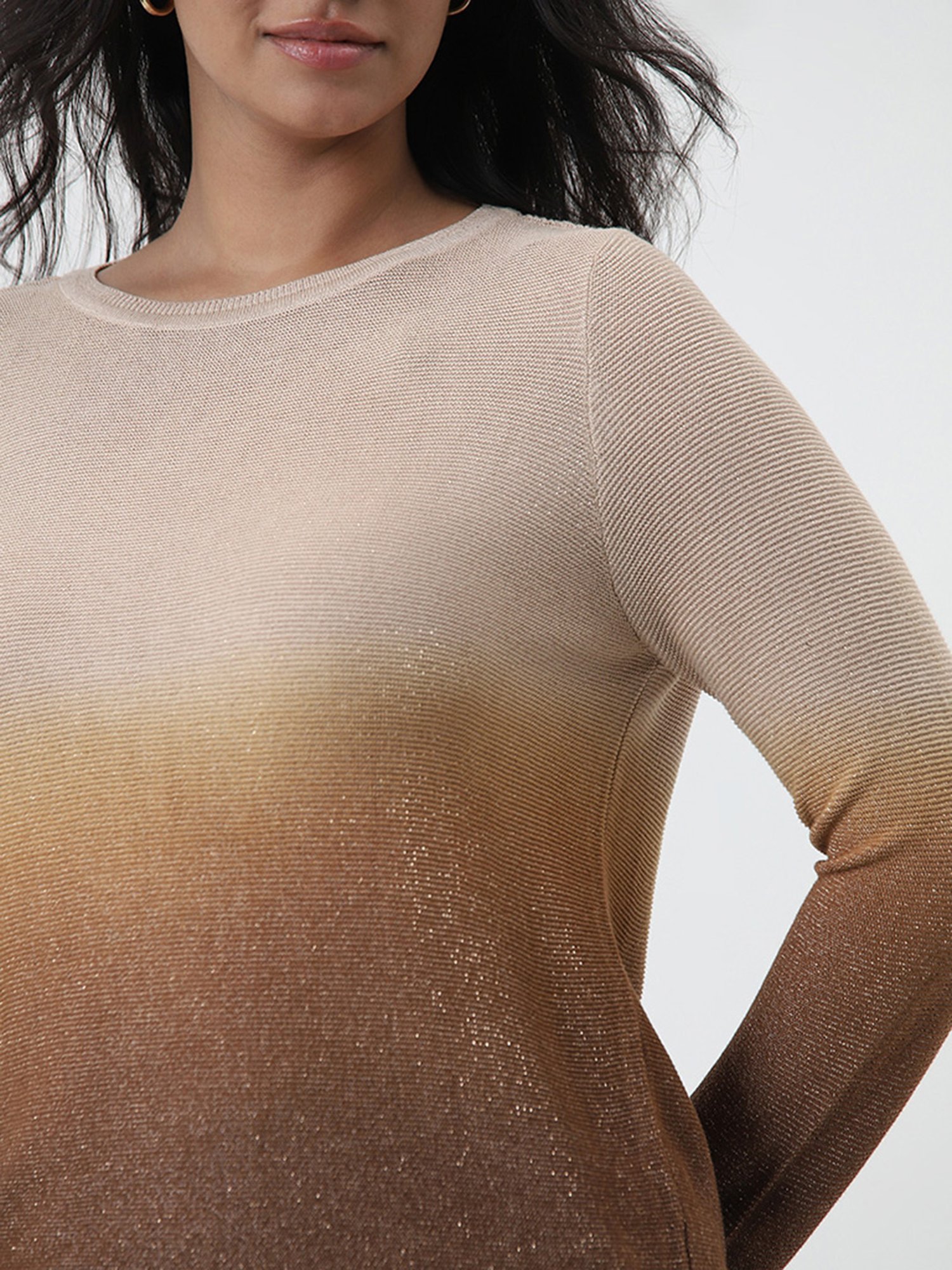 Gia by Westside Beige Shimmery Sweater