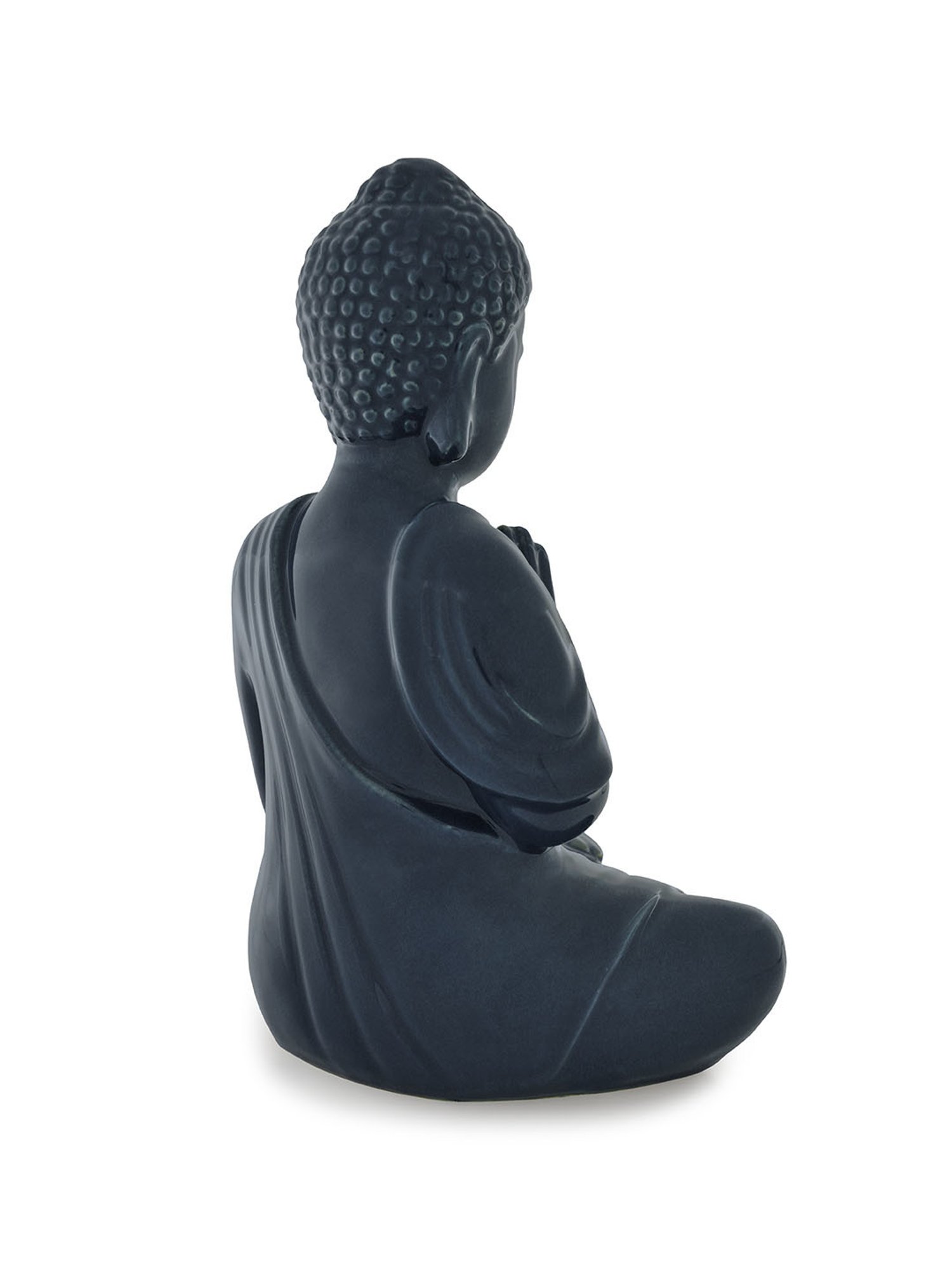Pure Home and Living Dark Blue Ceramic Sitting Buddha Figurine