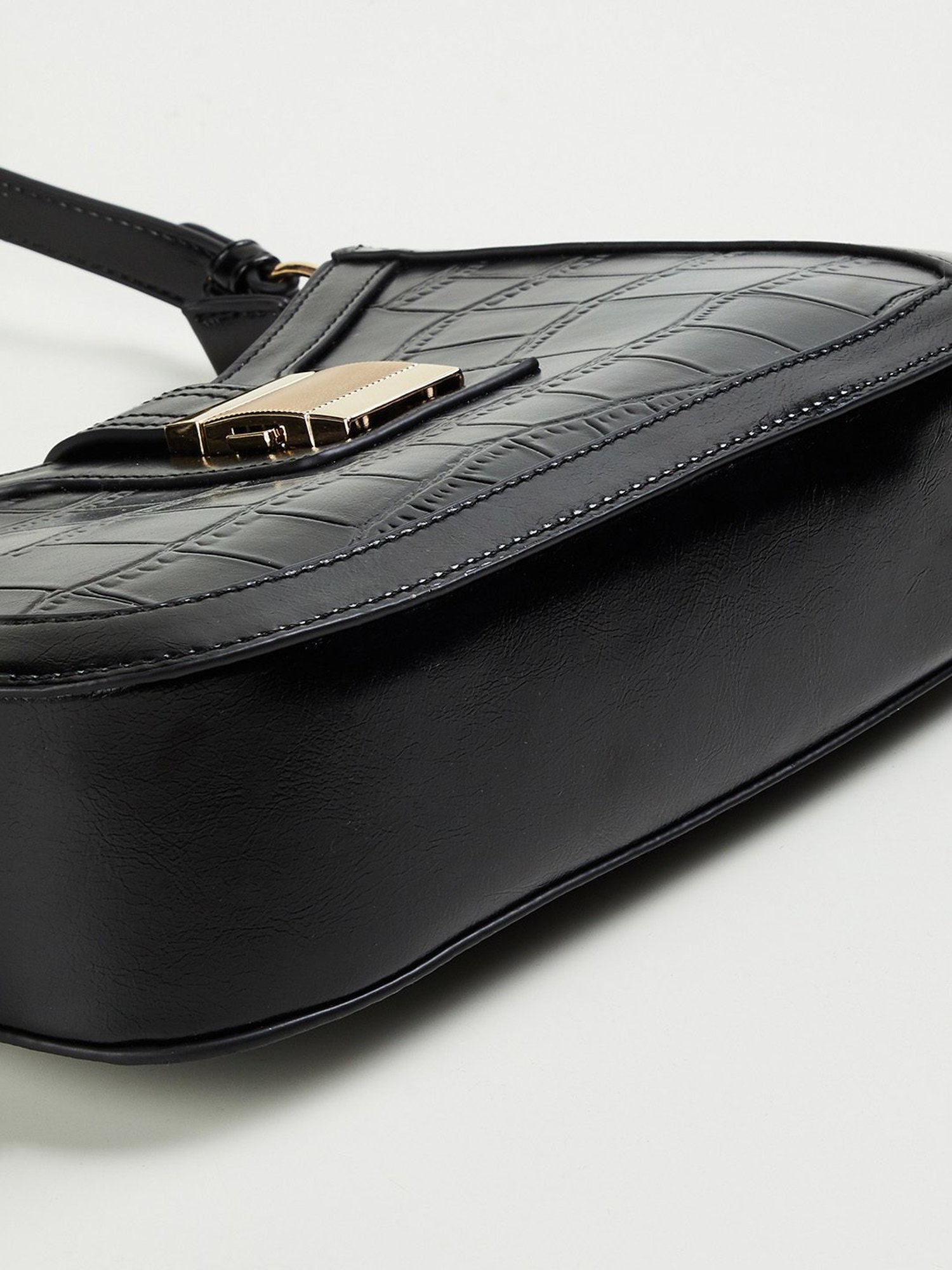 Code by Lifestyle Black Textured Hobo Bag