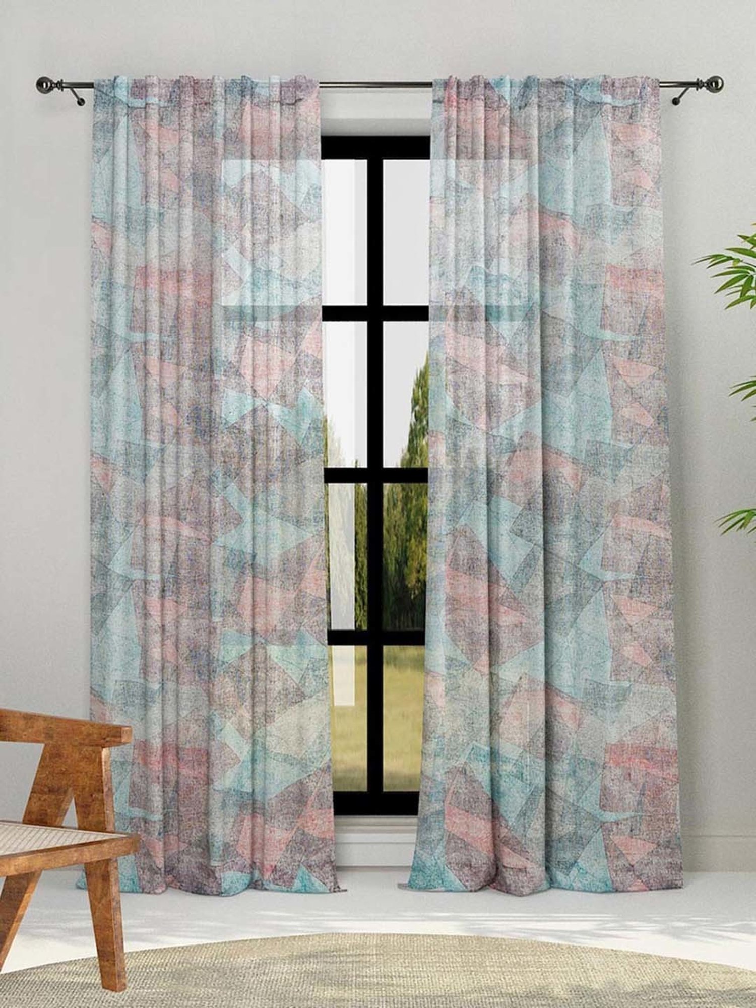 Fabindia Standalone Blue Linen Asiko Linen Curtain